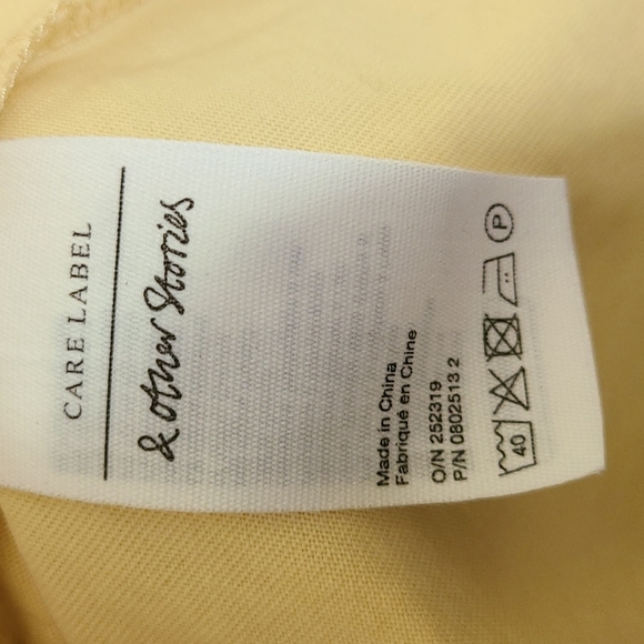 & Other Stories Yellow Long Sleeves Tee  Sweatshirt Size 6 - Picture 6 of 7